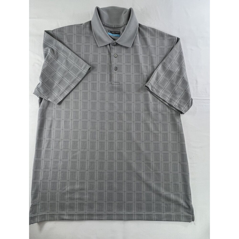 PGA Tour Mens Gray Geometric Print Sleeve Shirt Golf Polo Short Size XL